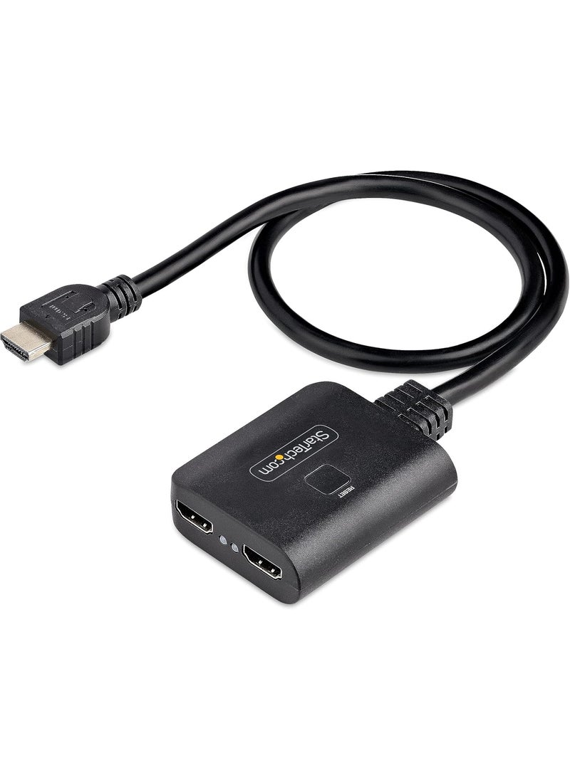 StarTech StarTechcom 2Port HDMI Splitter 4K 60Hz HDMI 20 Video 4K HDMI Splitter 1 in 2 Out 1x2 HDMI DisplayOutput Splitter HDRHDCP 20in 50cm Builtin HDMI Cable HDMISPLITTER4K60UP  - Image 1