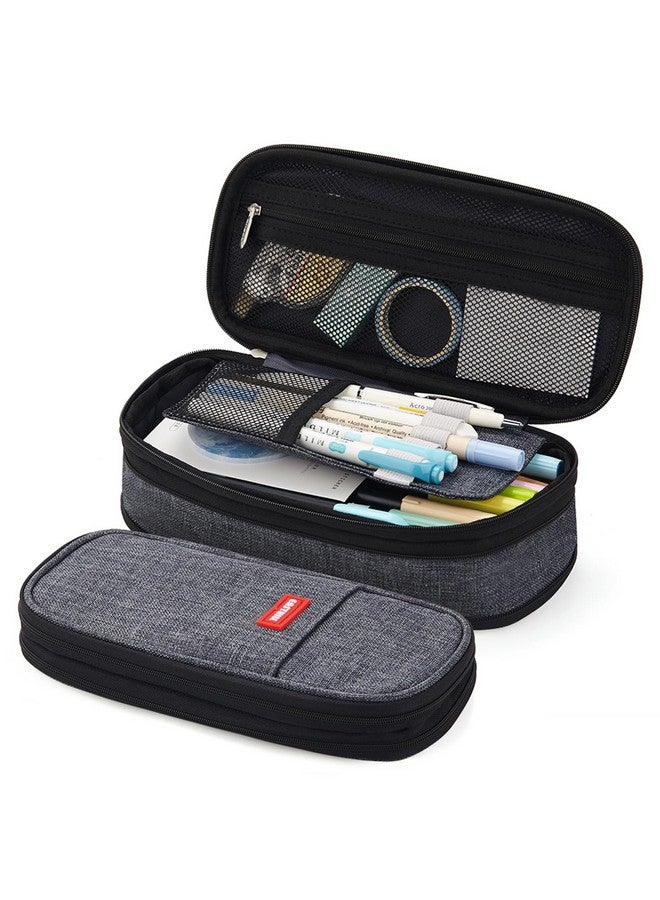 EASTHILL Big Capacity Pencil Pen Case Office College School Large Storage High Capacity Bag Pouch Holder Box Organizer (Deep Gray) - Image 1