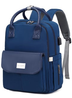 141 Mummy Maternity Diaper Elegant Waterproof Multifunctional large capacity backpack bag with USB Charging output - Blue
