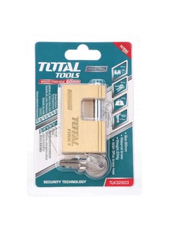TOTAL Brass padlock 60 mm with 3 keys  - Image 1