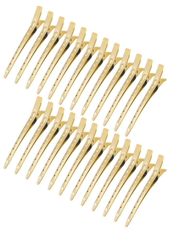 Bantoye 24 Packs Duck Bill Clips, Bantoye 3.35 Inches Rustproof Metal Alligator Curl Clips with Holes for Hair Styling, Hair Coloring, Matte Gold - Image 1