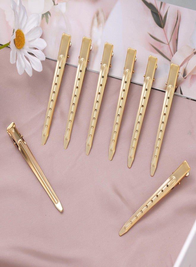 Bantoye 24 Packs Duck Bill Clips, Bantoye 3.35 Inches Rustproof Metal Alligator Curl Clips with Holes for Hair Styling, Hair Coloring, Matte Gold - Image 5
