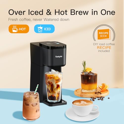 Tastyle Mini Hot and Iced Coffee Maker Single Serve, for K Cup and Ground, 6 to 14 Oz Brew Sizes, with Recipe Book, for Home, Travel, RV, Office and Dorm,Classic Black (2.0 Version) - Image 3