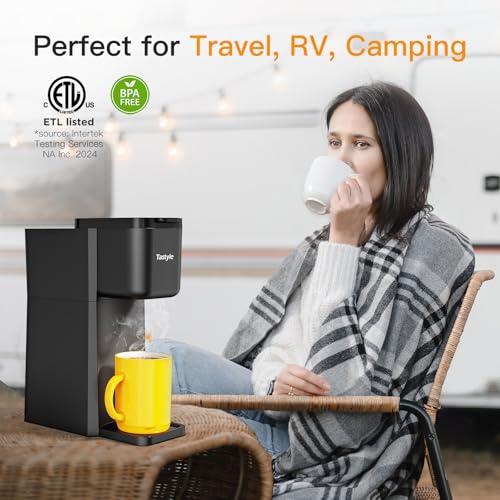 Tastyle Mini Hot and Iced Coffee Maker Single Serve, for K Cup and Ground, 6 to 14 Oz Brew Sizes, with Recipe Book, for Home, Travel, RV, Office and Dorm,Classic Black (2.0 Version) - Image 5
