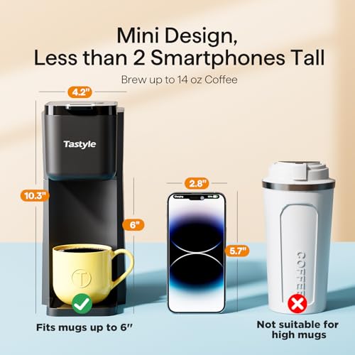 Tastyle Mini Hot and Iced Coffee Maker Single Serve, for K Cup and Ground, 6 to 14 Oz Brew Sizes, with Recipe Book, for Home, Travel, RV, Office and Dorm,Classic Black (2.0 Version) - Image 4