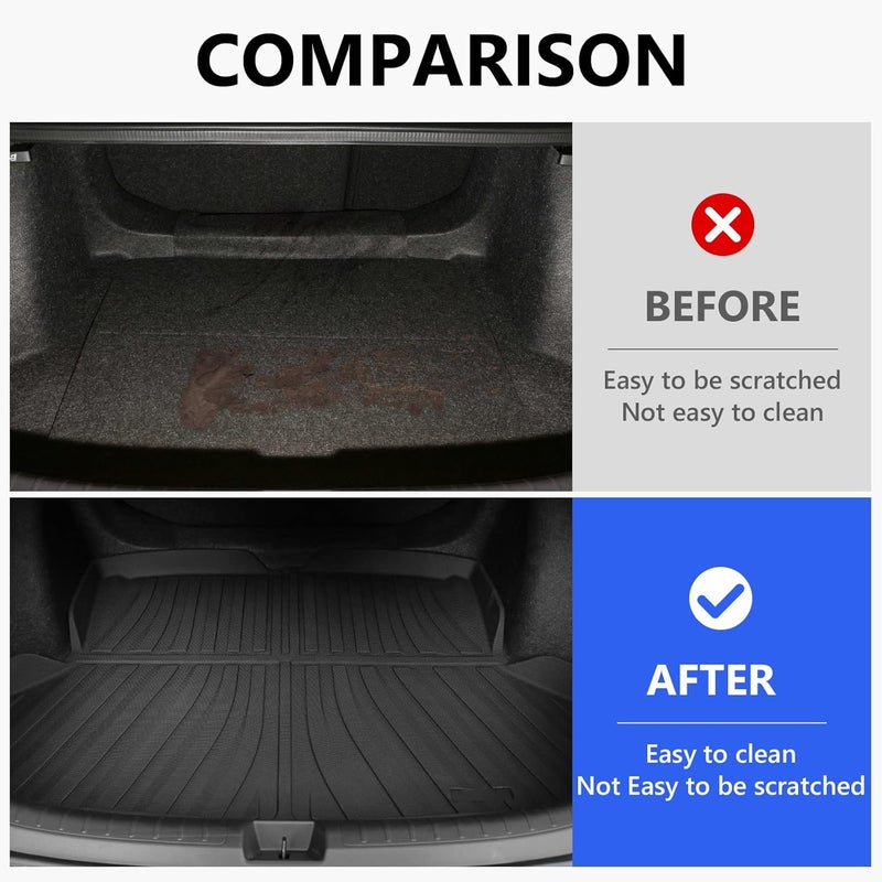 powoq Fit 2022 Honda Civic Sedan TPE Trunk Mat All Weather Cargo Mat - Image 2