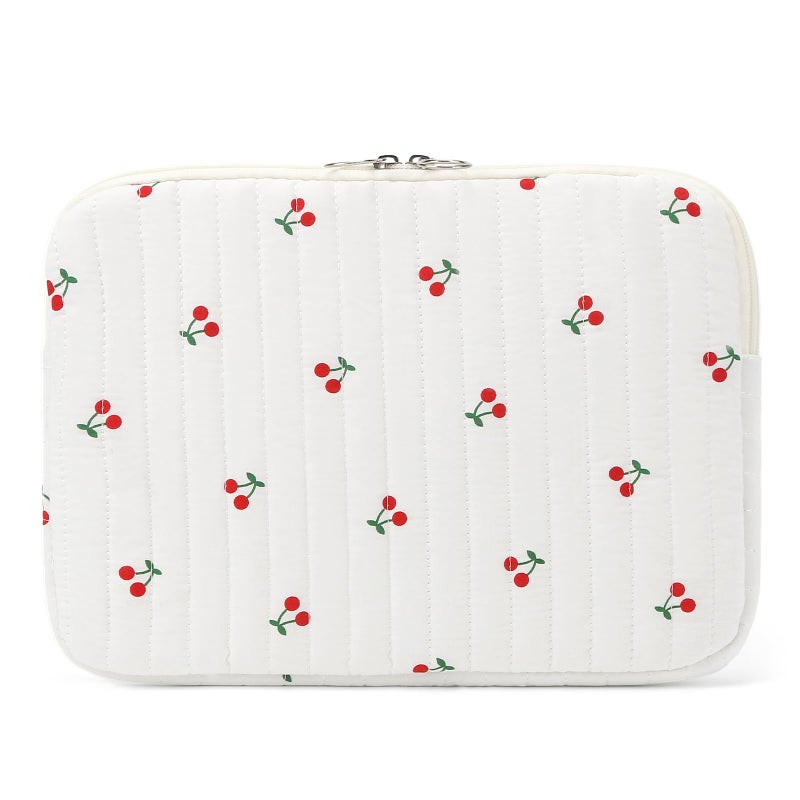 BBIQI Puffy Laptop Sleeve 13-15.6 Inch Cute Quilted Laptop Protective Case Padded Floral Computer Sleeve for MacBook (B-Cherry, 15 Inch) - Image 1