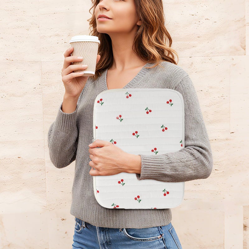 BBIQI Puffy Laptop Sleeve 13-15.6 Inch Cute Quilted Laptop Protective Case Padded Floral Computer Sleeve for MacBook (B-Cherry, 15 Inch) - Image 2