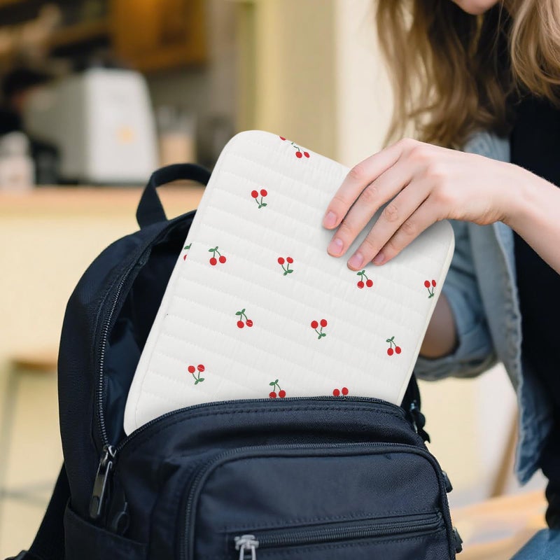 BBIQI Puffy Laptop Sleeve 13-15.6 Inch Cute Quilted Laptop Protective Case Padded Floral Computer Sleeve for MacBook (B-Cherry, 15 Inch) - Image 5