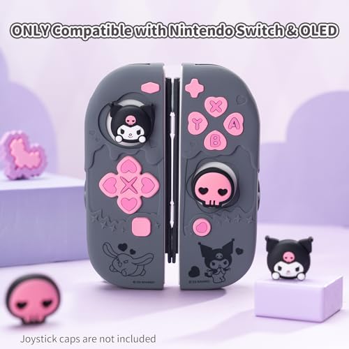 Kuitmor Silicone Protective Shell Compatible with Joy con of Switch 2017OLED Soft Silicone Cover Case AntiScratch Protective Case for Switch 1OLED Controllers Black Kuromi - Image 3