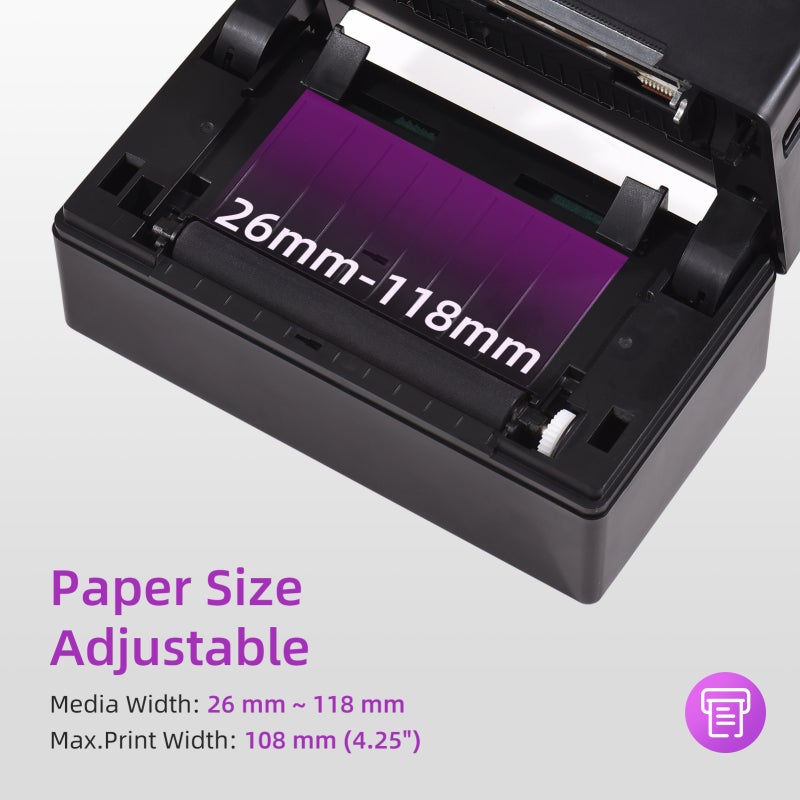 Shipping Label Printer 180mm/s Print Speed 203Dpi Resolution Thermal Printer - BT & USB Connectivity Label Printer for Home Office Warehouse E-commerce Platforms - Image 3