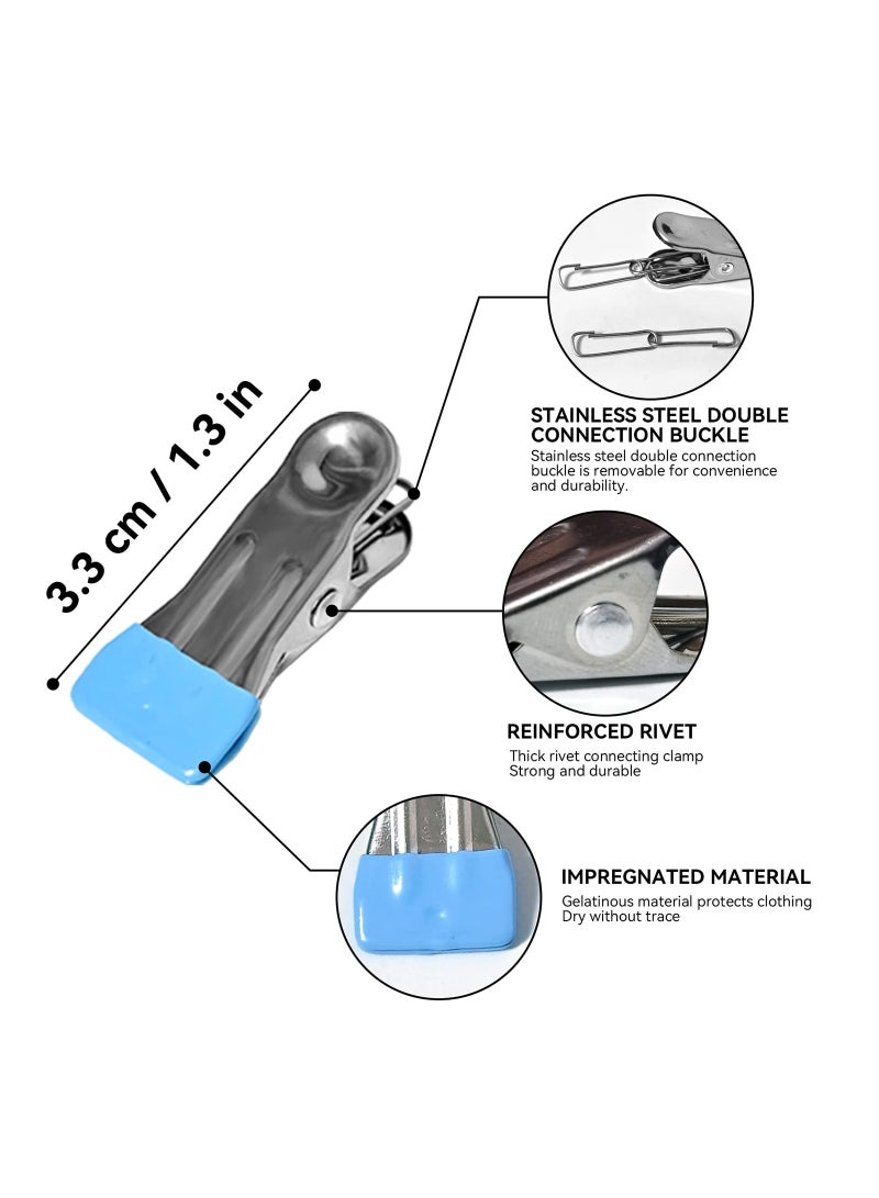 منشر الملابس، حامل غسيل مصنوع من الفولاذ المقاوم للصدأ SYOSI مع 24 مشبك، خطاف دوار ثقيل مقاوم للرياح لتعليق الملابس الداخلية لتجفيف المناشف، الحمالات، الجوارب، الملابس الداخلية، وأزياء الأطفال (أزرق) - Image 4