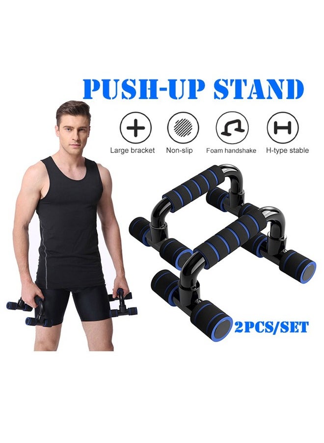 KUYING - 2-Pieces Professional Non-Slip Push-Up Bars Foam Padded and Angled Grip Push-Up Stands Black/Blue - Image 1