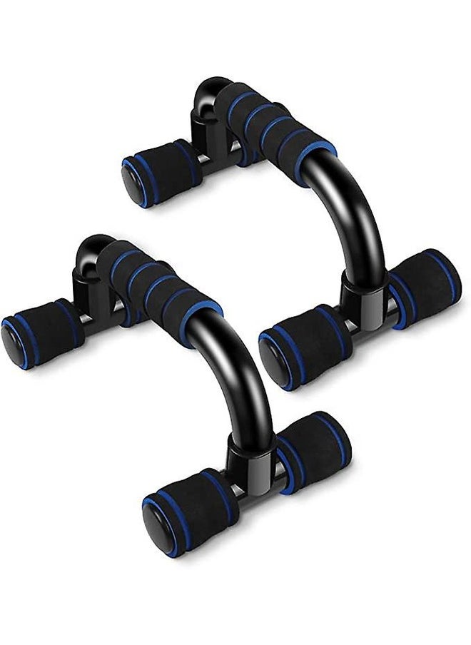 KUYING - 2-Pieces Professional Non-Slip Push-Up Bars Foam Padded and Angled Grip Push-Up Stands Black/Blue - Image 1