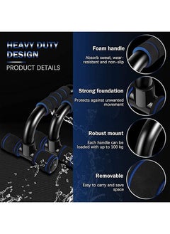 KUYING 2-Pieces Professional Non-Slip Push-Up Bars Foam Padded and Angled Grip Push-Up Stands Black/Blue  - Image 3