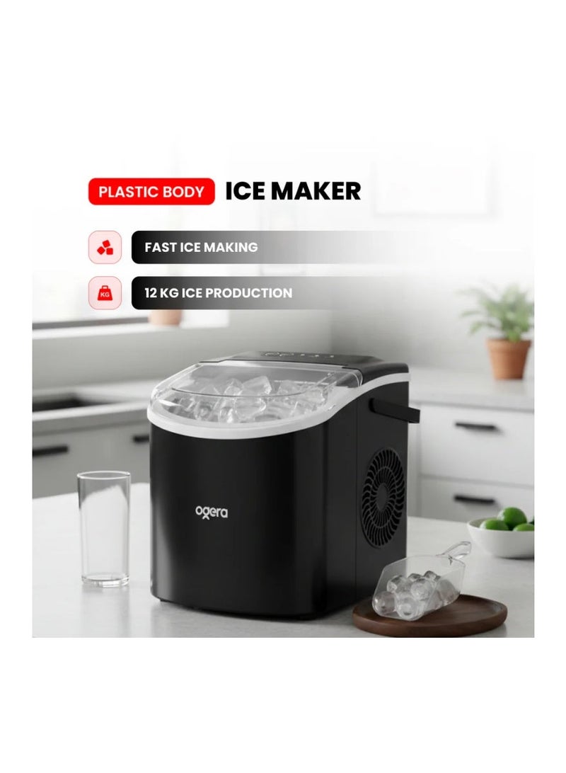 Ogera Ice Maker 90W, Compact Countertop Ice Machine, Black, R600a Refrigerant, 220-240V, 256 × 308 × 328mm – OG141IM - Image 1