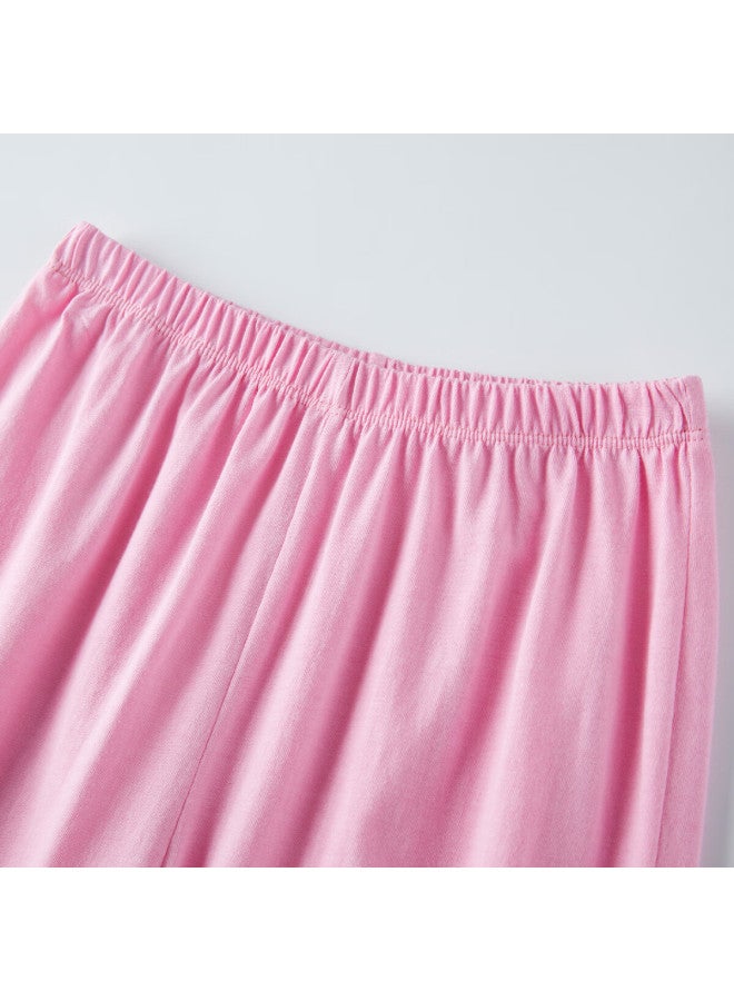 Deesha Girls' Spring And Summer Short-sleeve Capri Pants Pajama Set, Baby Two-piece Sleepwear, Rose Pink - Image 3