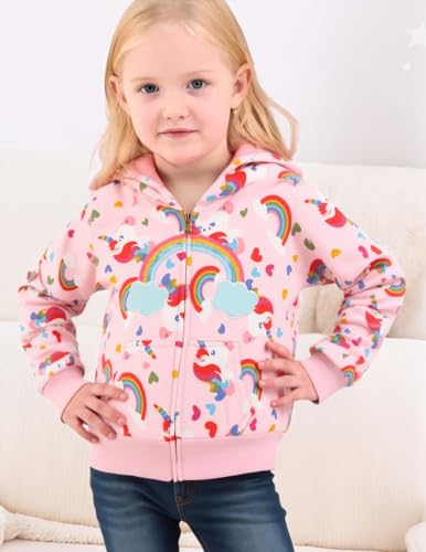 RETSUGO Girls Jacket Zip up Hoodie Rainbow Toddler Hooded Sweatshirt Kids Fall Outfits Clothes Winter Coats Casual Outerwear 7t - Image 2
