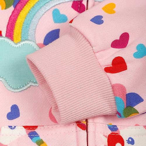 RETSUGO Girls Jacket Zip up Hoodie Rainbow Toddler Hooded Sweatshirt Kids Fall Outfits Clothes Winter Coats Casual Outerwear 7t - Image 5