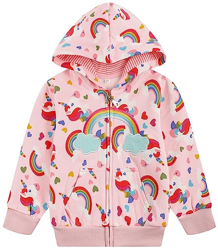 RETSUGO Girls Jacket Zip up Hoodie Rainbow Toddler Hooded Sweatshirt Kids Fall Outfits Clothes Winter Coats Casual Outerwear 7t - Image 1