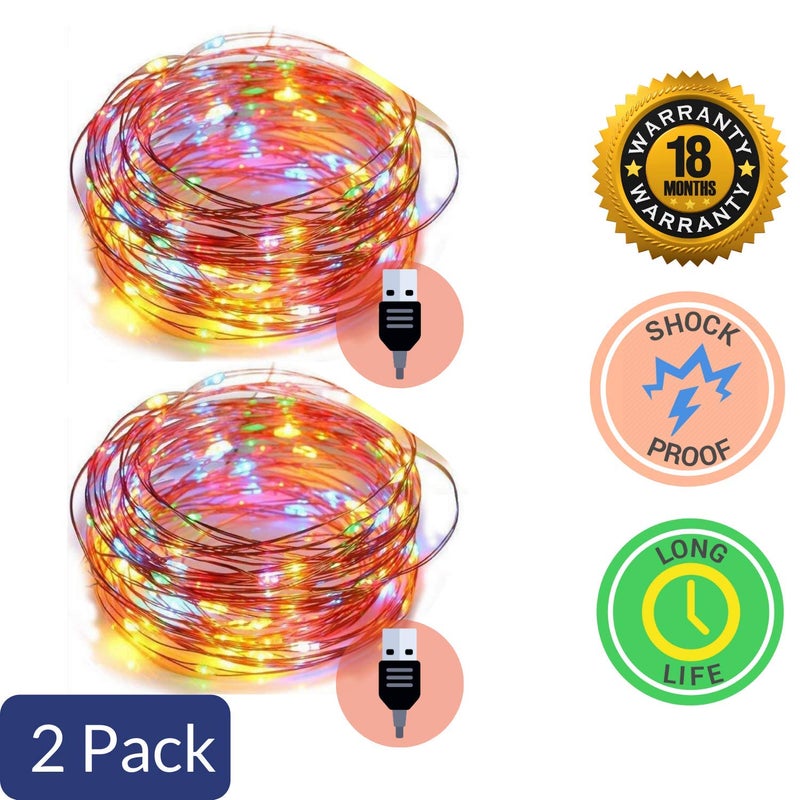 MANSAA MANSAA Fairy Lights 18 Months Warranty 3 Meter 30 LEDs Lights for Home Decoration Led Lights String Lights for Home Decoration String Light USB Operated M51 Multicolor Pack of 2 - Image 3