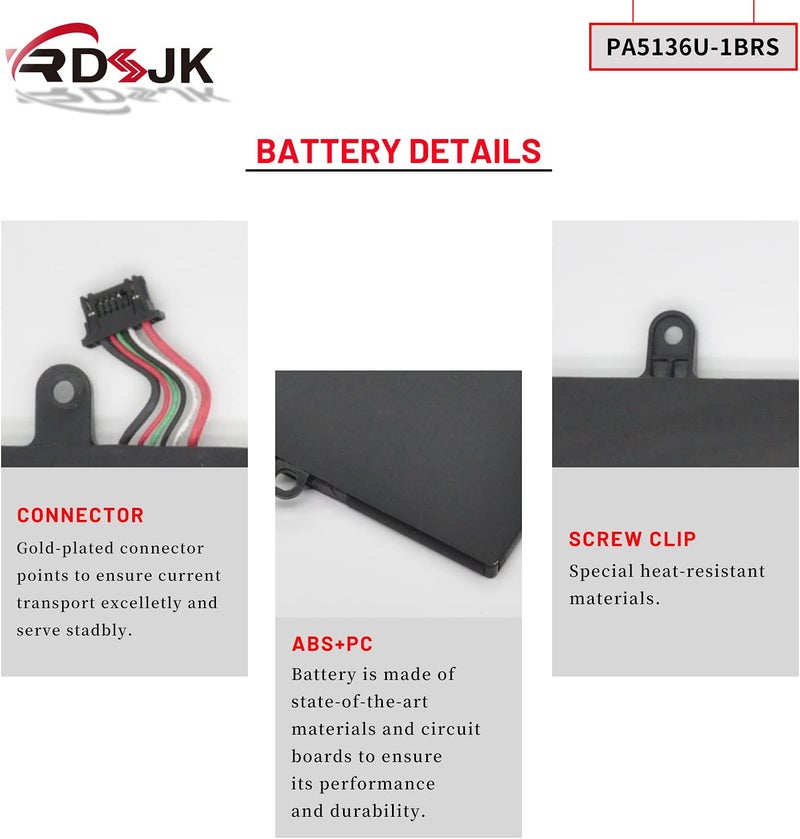 PA5136U-1BRS PA5136U Laptop Battery for Toshiba Portege Z30 Z30-A Z30-A-12U Z30-B Z30-A1301 Z30-AK01S Z30-AK03S Z30-AK04S Z30-AK06S Z30-AK12S Z30-AK22S Z30-AK31S Z30-AK32S Series 14.8V 52Wh/3380mAh - Image 5