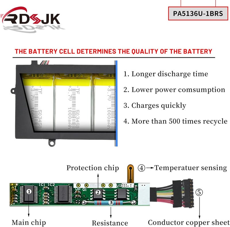 PA5136U-1BRS PA5136U Laptop Battery for Toshiba Portege Z30 Z30-A Z30-A-12U Z30-B Z30-A1301 Z30-AK01S Z30-AK03S Z30-AK04S Z30-AK06S Z30-AK12S Z30-AK22S Z30-AK31S Z30-AK32S Series 14.8V 52Wh/3380mAh - Image 4