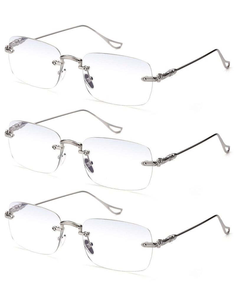 TERAISE 3Packs Frameless Metal Reading Glasses for Men/Women Blue Light Blocking -Rimless Fashion Comfortable Computer Eyeglasses - Image 1