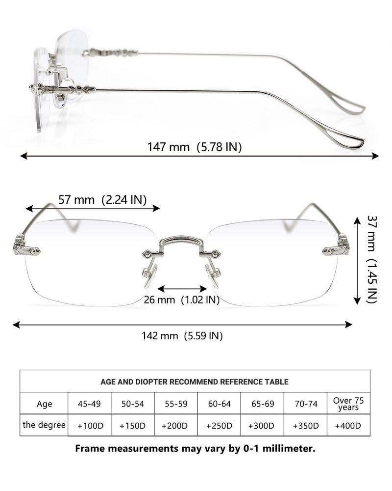 TERAISE 3Packs Frameless Metal Reading Glasses for Men/Women Blue Light Blocking -Rimless Fashion Comfortable Computer Eyeglasses - Image 5