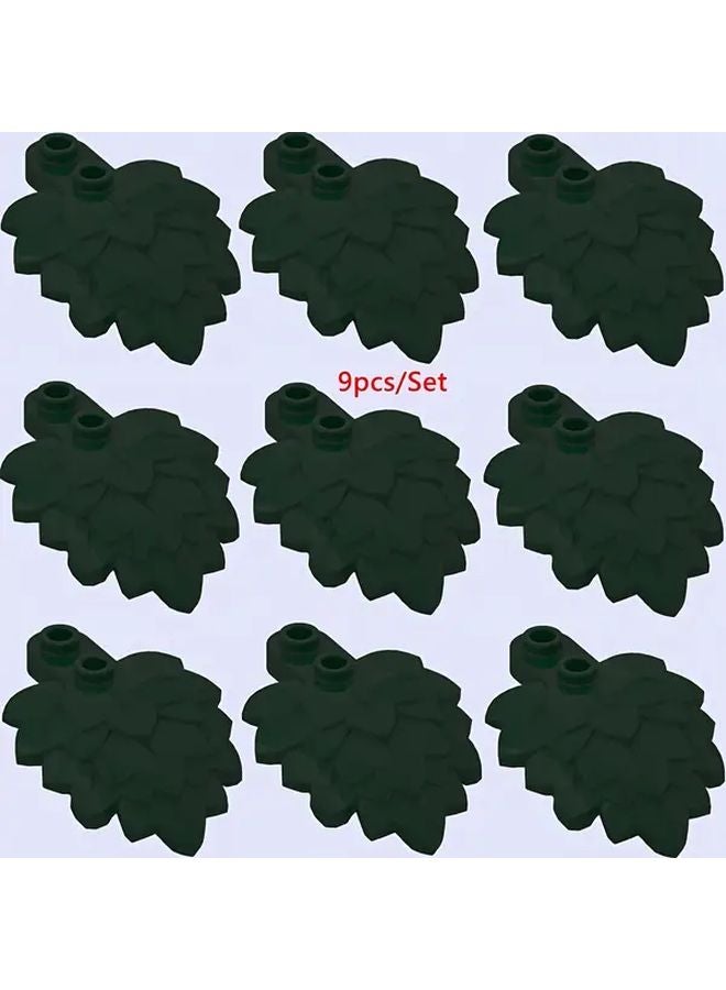 Super Dark Green Mini Building Blocks 9pcs DIY Garden Scene Set Christmas Birthday Gift - Image 4