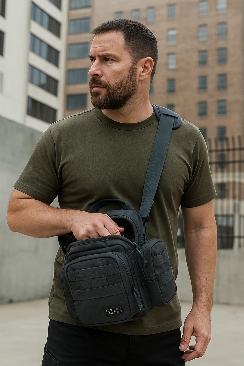 5.11 Tactical Push Pack Sling Bag â€“ 6L Crossbody Shoulder Bag for Men, Black, Style 56037-ABR - Image 2
