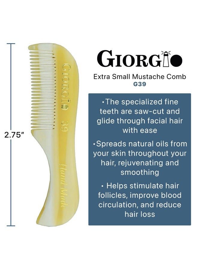 Giorgio G39 Extra Small Men's Fine Toothed Beard and Mustache Comb for Facial Hair Grooming and Styling. Add this pocket comb to your hair styling accessories, Saw-Cut and Hand Polished (2.75") - Image 2