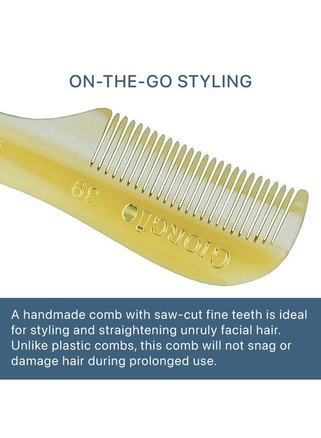 Giorgio G39 Extra Small Men's Fine Toothed Beard and Mustache Comb for Facial Hair Grooming and Styling. Add this pocket comb to your hair styling accessories, Saw-Cut and Hand Polished (2.75") - Image 3