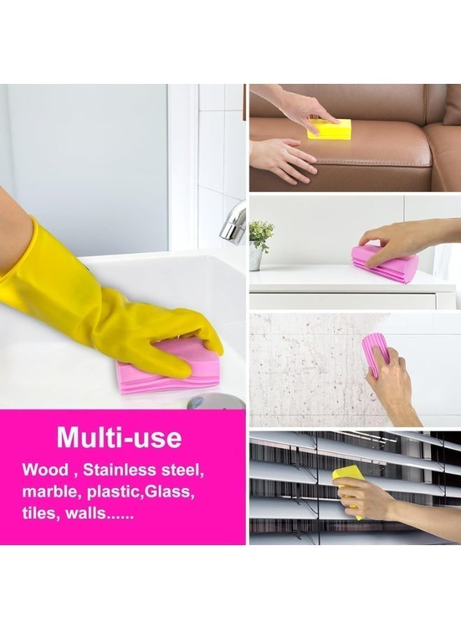 ChicAbode 3 جهاز كمبيوتر شخصي غبار اسفنجة فرشاة، متعددة الأغراض PVA تنظيف اسفنجة لألواح الأساس، السدرات، زجاج دش، التنفسات، الماء امتصاص أداة تنظيف المنزل (رمادي، وردي، أصفر) - Image 5