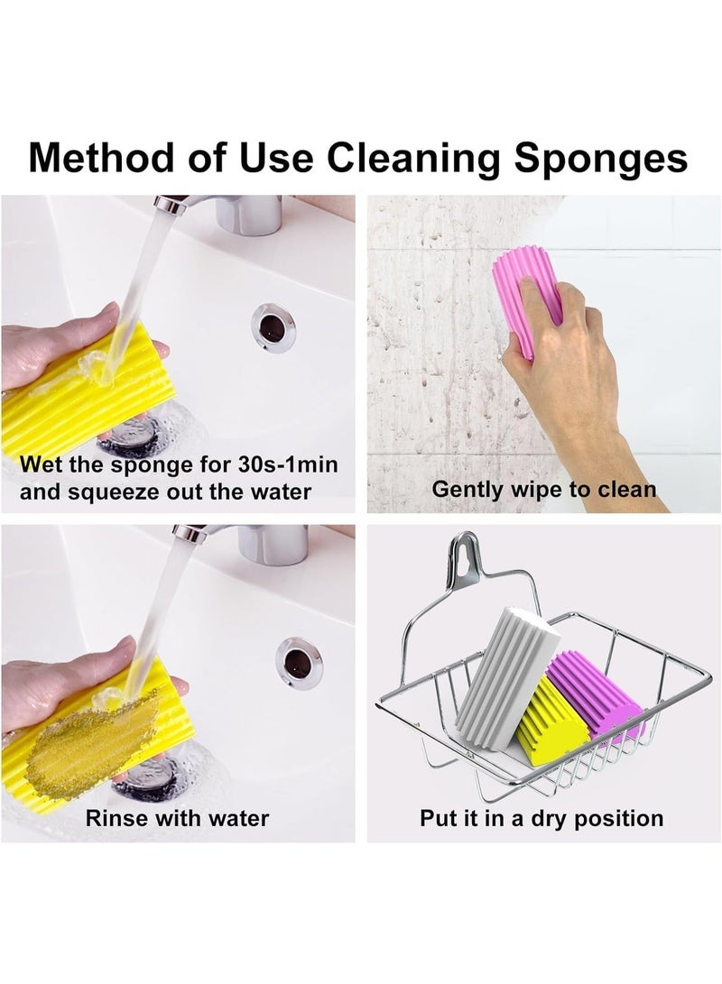ChicAbode 3 جهاز كمبيوتر شخصي غبار اسفنجة فرشاة، متعددة الأغراض PVA تنظيف اسفنجة لألواح الأساس، السدرات، زجاج دش، التنفسات، الماء امتصاص أداة تنظيف المنزل (رمادي، وردي، أصفر) - Image 3
