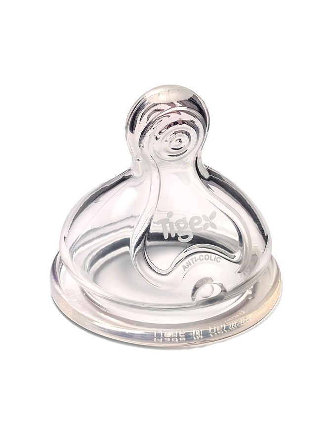 TIGEX 2 Wide Neck Silicone Teats Transition Infant, Suitable From 6 Months