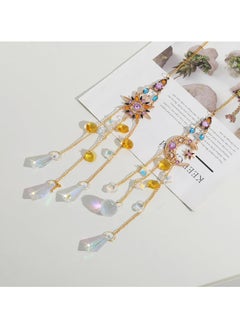 SYOSI 2 Pcs Crytsal Suncatcher Amethyst Decor Sun and Moon Pendant Wall Decor for Window Moon Dream Catchers with Crystals Rainbow Maker Garden Indoor Outdoor Home Decorations  - Image 5