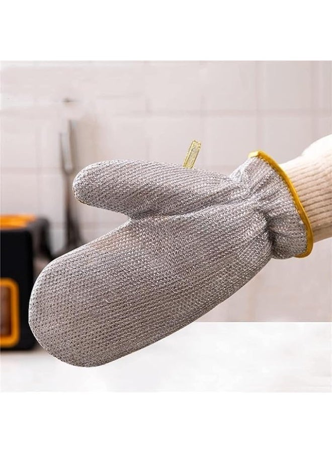 Non Scratch Wire Dishwashing Gloves, Waterproof Household Kitchenware Cleaning Gloves for Washing Dishes and Rinsing Easily, Reusable Kitchen Gloves for Washing - Image 4