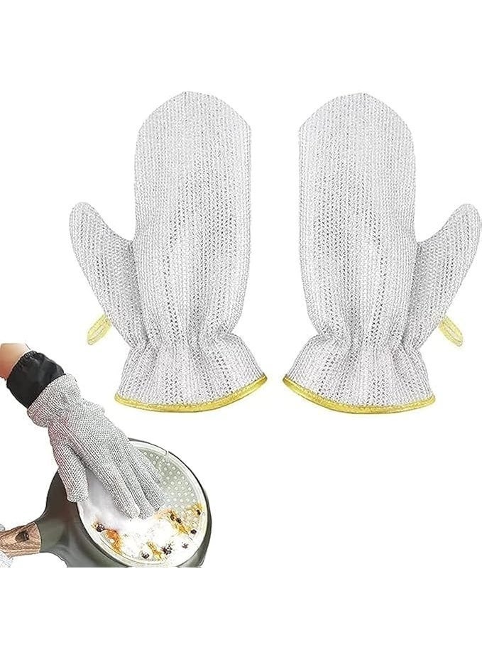 Non Scratch Wire Dishwashing Gloves, Waterproof Household Kitchenware Cleaning Gloves for Washing Dishes and Rinsing Easily, Reusable Kitchen Gloves for Washing - Image 1