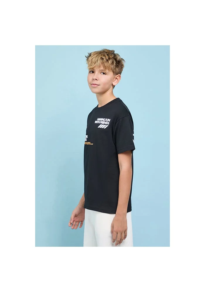 R&b Typography Print T-Shirt with Crew Neck and Short Sleeves