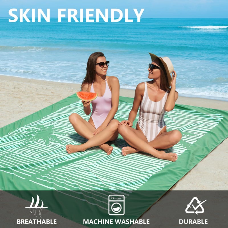 WIWIGO Beach Blanket Waterproof Sandproof Beach Mat 79" X 83"/10'x9'for 2-8 Adults Quick Drying Outdoor Picnic Mat Beach Accessories for Travel, Camping, Hiking - Image 3