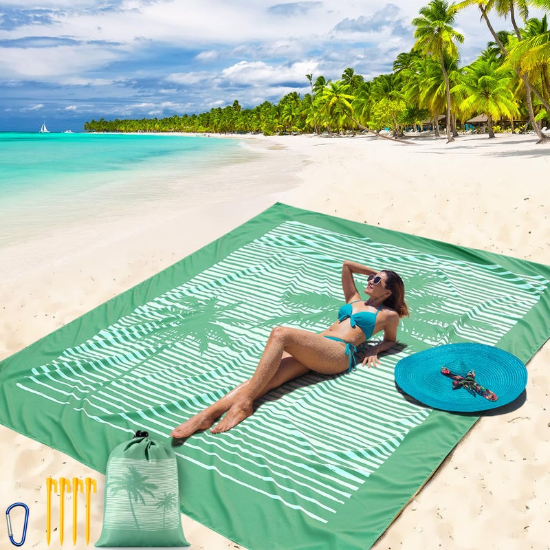 WIWIGO Beach Blanket Waterproof Sandproof Beach Mat 79" X 83"/10'x9'for 2-8 Adults Quick Drying Outdoor Picnic Mat Beach Accessories for Travel, Camping, Hiking - Image 1