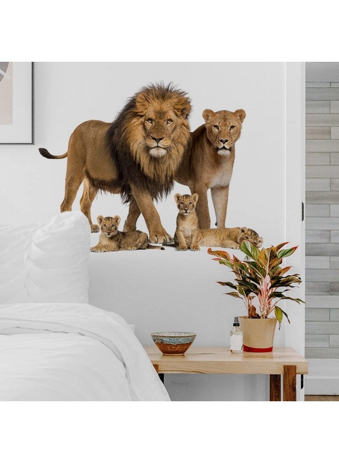 ROFARSO Lifelike Lovely Cute Lion Family Animal Vinyl Wall Stickers Removable Wall Decals Art Decorations Decor For Nursery Baby Bedroom Playroom Living Room Murals - Image 3