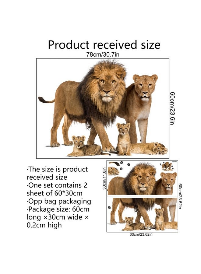ROFARSO Lifelike Lovely Cute Lion Family Animal Vinyl Wall Stickers Removable Wall Decals Art Decorations Decor For Nursery Baby Bedroom Playroom Living Room Murals - Image 4