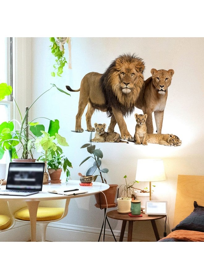 ROFARSO Lifelike Lovely Cute Lion Family Animal Vinyl Wall Stickers Removable Wall Decals Art Decorations Decor For Nursery Baby Bedroom Playroom Living Room Murals - Image 2
