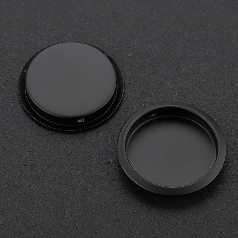 JOY DECOR 2 Pack Round Pocket Door Pulls Closet Door Pulls, 2-1/8" Black Closet Finger Pulls, Easy Snap in Installation, No Nails Needed - Image 2