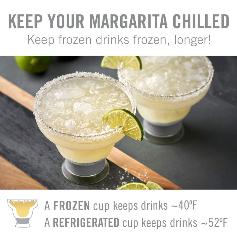 HOST FREEZE Plastic Margarita Glasses, Insulated Cocktail Glasses for Slush Drinks and Frozen Cocktails, Margarita Cups for Cocktail Party, Home Bar Gifts for Women, 12 oz, Set of 4, Grey - Image 2