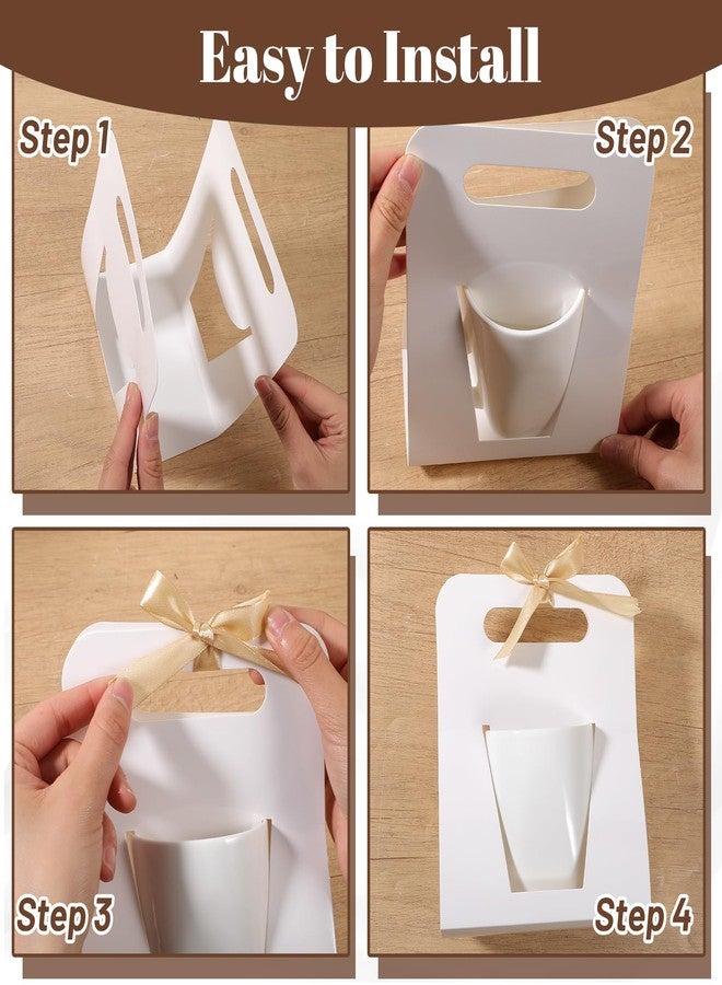 Lemecima 50 Pack Mug Boxes for Gifts, White Cardboard Coffee Mug Gift Box with 1 Roll Gold Ribbon (24 Yard, 11 oz Sublimation Cup Packaging & Storage Boxes for Secure Wrapping & Display - Image 4