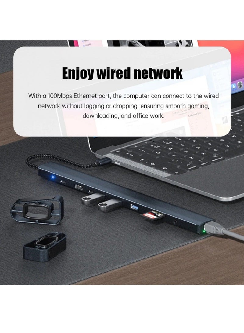 10 in 1 Hub Docking Station USB C Multi Port Adapter 4K HDMI PD 100W USB 3.0 Gigabit Ethernet RJ45 Docking Station Laptop Stand  - Image 4