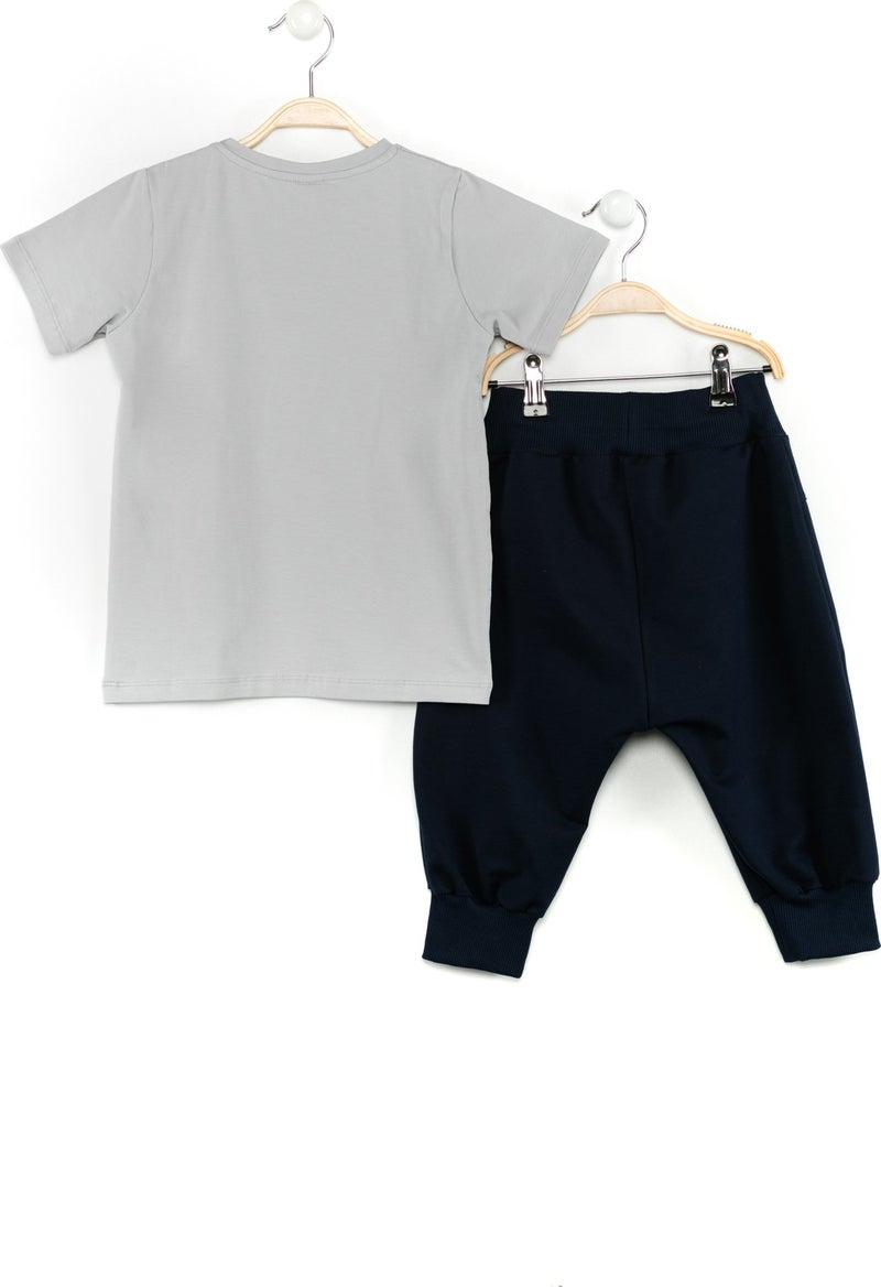 Denokids Zipper Dino Boy T-shirt Capri Shorts Set  - Image 4